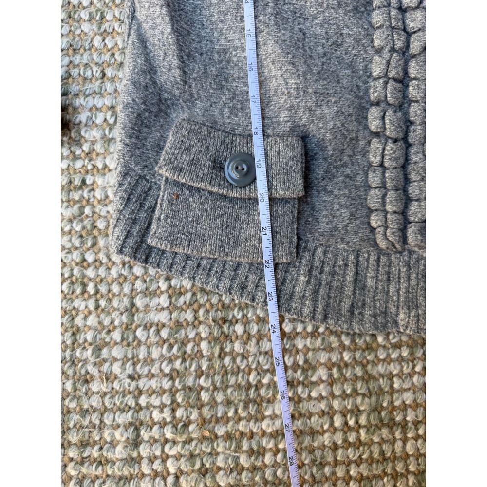 Moth Anthropologie Gray Wool Blend Ruffle Bubble Trim Cardigan Sweater Large - Picture 7 of 7